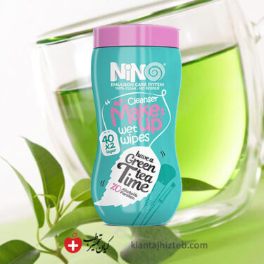 دستمال مرطوب پاک کننده آرایش نینو چای سبز 40 برگ دو لایه