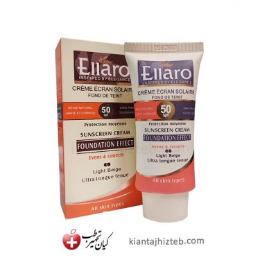 کرم ضد آفتاب رنگی Ellaro با spf50 مناسب انواع پوست