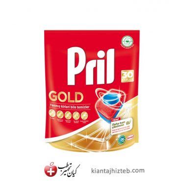 قرص ماشین ظرفشویی Pril مدل Gold بسته 30 عددی