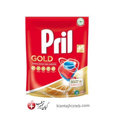 قرص ماشین ظرفشویی Pril مدل Gold بسته 45 عددی