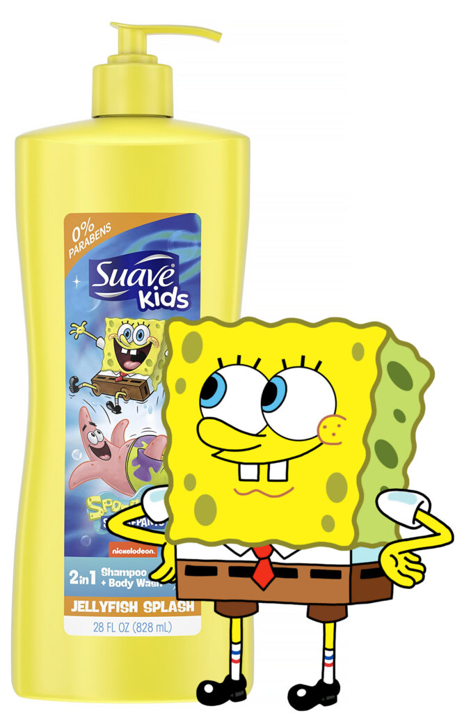 شامپو سر و بدن بچه Suave مدل SPONGE BOB 2*1 حجم 828 میل